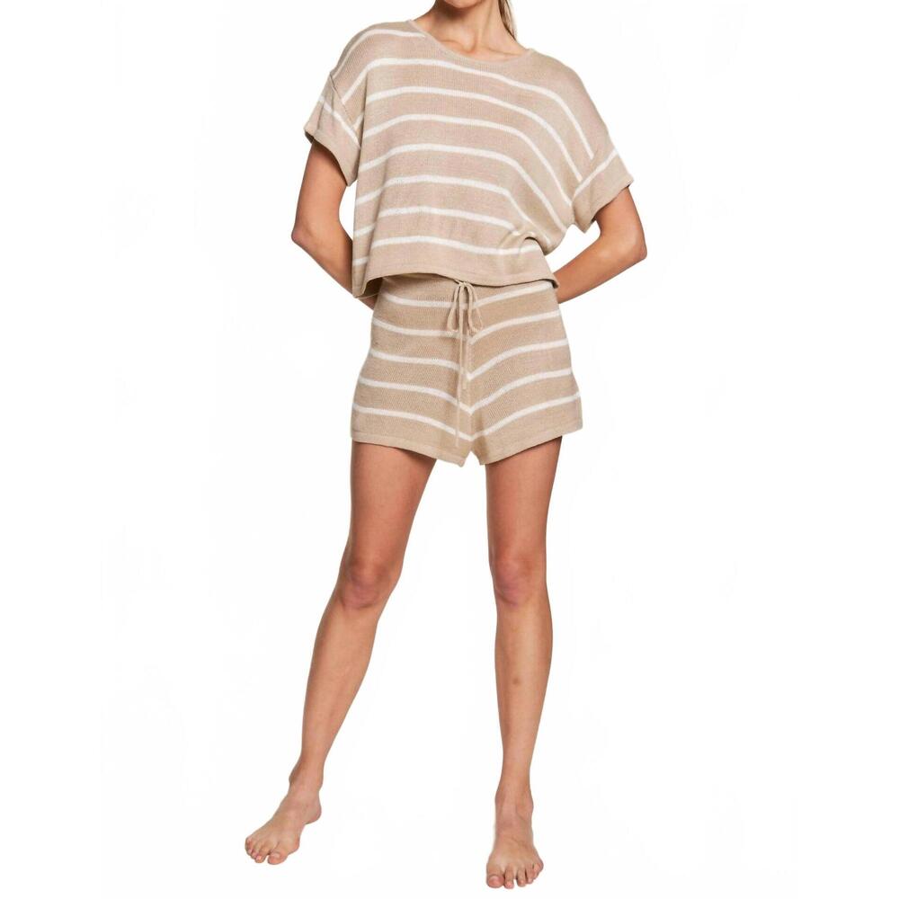 NEW 143 STORY elsie cropped knit tee in beige